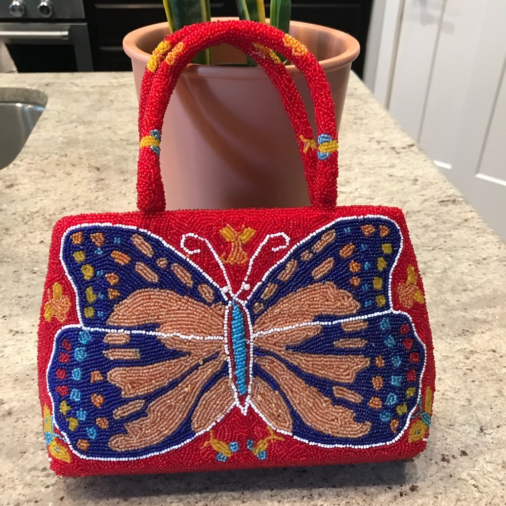 Vintage Beaded Butterfly Purse